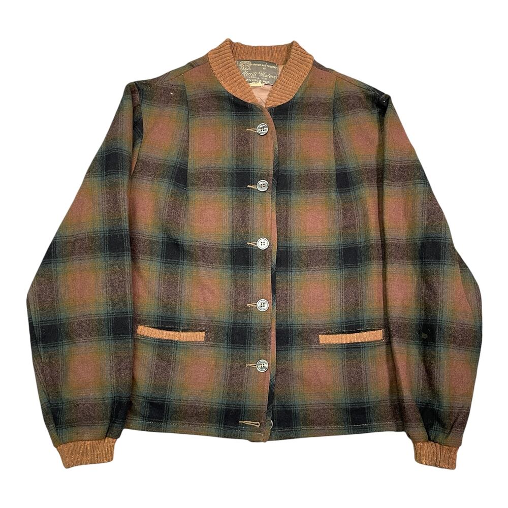 Vintage 1950s Merrill Woolens Wool Plaid Jacket